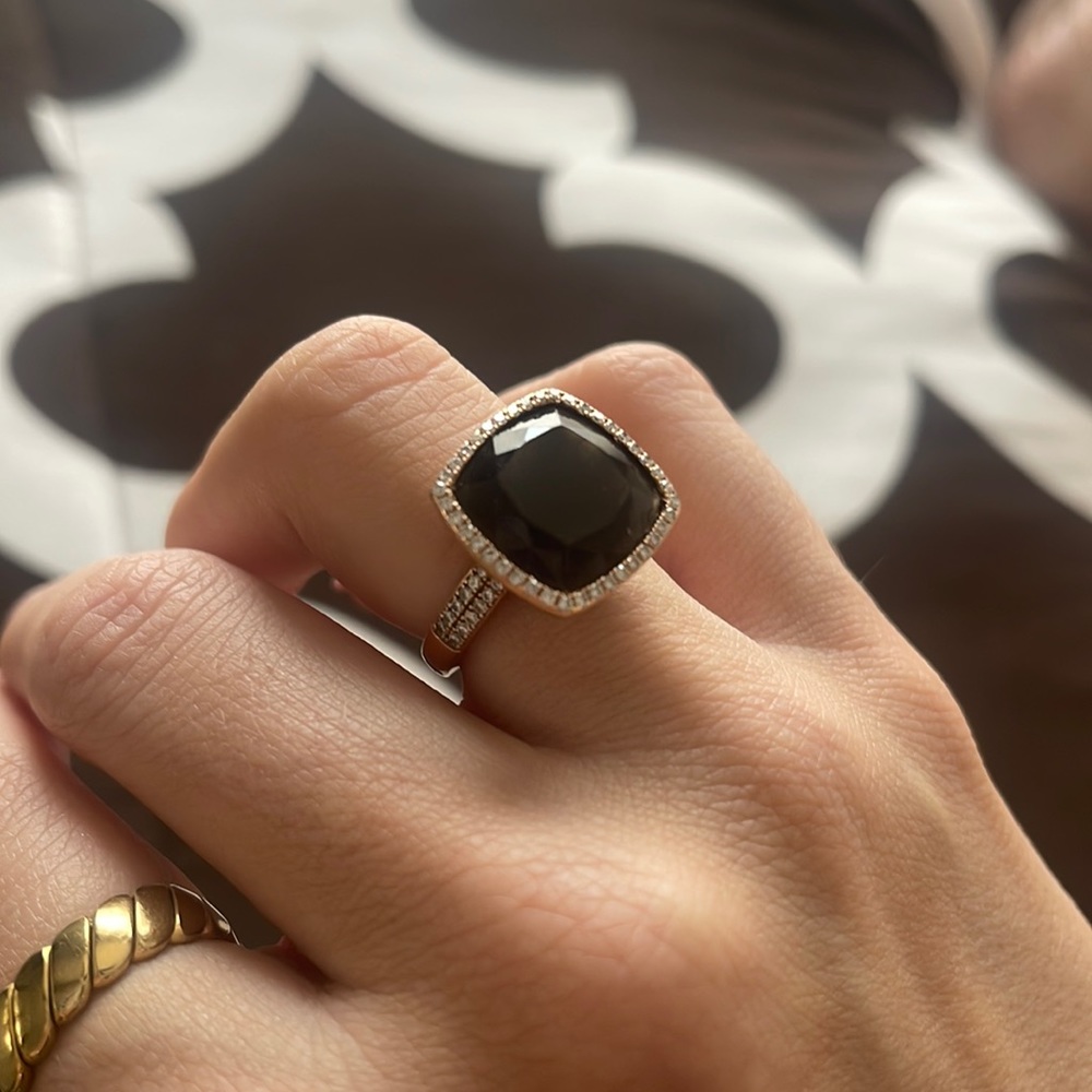 14k Rose Gold and Smokey Topaz Diamond Ring